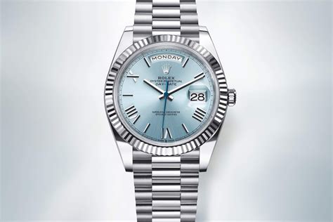 rolex ice blue day date|Rolex platinum day date 40.